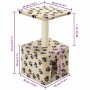 Rascador para gatos con poste de sisal 55 cm huellas beige