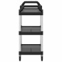 Carrito de 3 niveles aluminio negro 81x41x92 cm
