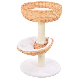 Rascador para gatos con poste de sisal madera natural de sauce