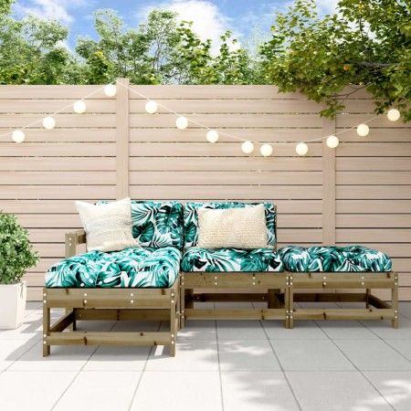 4-piece garden furniture set with impregnated pine wood cushions by vidaXL, Garden sets - Ref: Foro24-3186024, Price: 299,02 ...