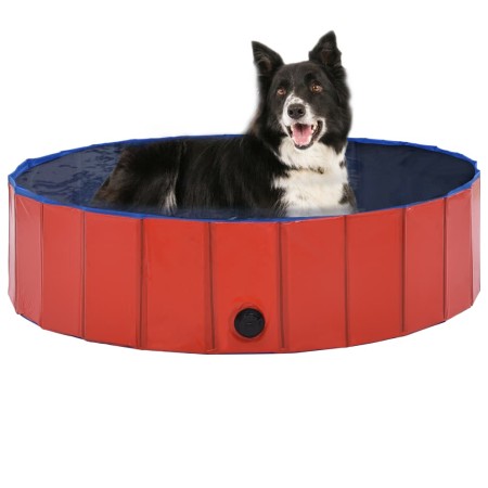 Piscina para perros plegable PVC rojo 120x30 cm