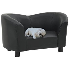 Sofá para perros cuero sintético negro 67x41x39 cm