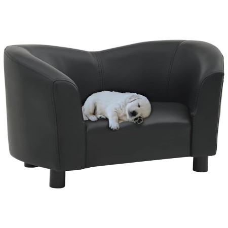 Sofá para perros cuero sintético negro 67x41x39 cm