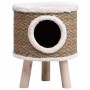 Casa para gatos con patas de madera 41 cm hierba marina