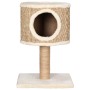 Árbol para gatos con casa y poste rascador 52 cm hierba marina