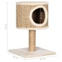 Árbol para gatos con casa y poste rascador 52 cm hierba marina