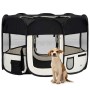 Parque de perros plegable y bolsa transporte negro 110x110x58cm