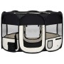 Parque de perros plegable y bolsa transporte negro 125x125x61cm