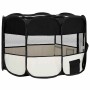 Parque de perros plegable y bolsa transporte negro 125x125x61cm