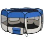Parque de perros plegable y bolsa transporte azul 125x125x61cm