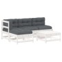 5-teiliges Gartenmöbel-Set und weiße Massivholzkissen von vidaXL, Gartensets - Ref: Foro24-3186047, Preis: 404,66 €, Rabatt: %