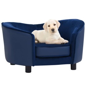 Sofá para perros felpa y cuero sintético azul 69x49x40 cm