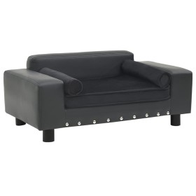 Sofá para perros felpa y cuero sintético gris oscuro 81x43x31cm