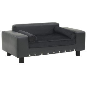 Sofá para perros felpa y cuero sintético gris oscuro 81x43x31cm