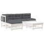 5-teiliges Gartenmöbel-Set und weiße Massivholzkissen von vidaXL, Gartensets - Ref: Foro24-3186040, Preis: 406,61 €, Rabatt: %