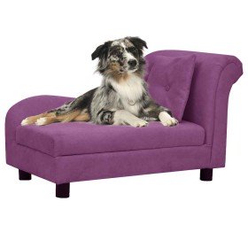 Sofá para perros con almohada borgoña felpa 83x44x44 cm