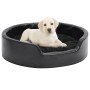 Cama para perros felpa y cuero sintético negra 69x59x19 cm