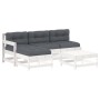 5-teiliges Gartenmöbel-Set und weiße Massivholzkissen von vidaXL, Gartensets - Ref: Foro24-3186054, Preis: 417,66 €, Rabatt: %
