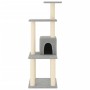 Rascador para gatos con postes de sisal gris claro 105 cm