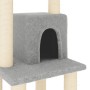 Rascador para gatos con postes de sisal gris claro 105 cm