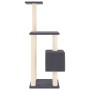 Rascador para gatos con postes de sisal gris oscuro 104 cm
