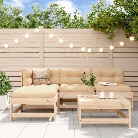 Gartenmöbel-Set 5-teilig und Kissen aus massivem Holz von vidaXL, Gartensets - Ref: Foro24-3186046, Preis: 355,84 €, Rabatt: %
