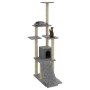 Rascador para gatos con postes de sisal gris claro 155 cm
