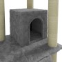 Rascador para gatos con postes de sisal gris claro 155 cm