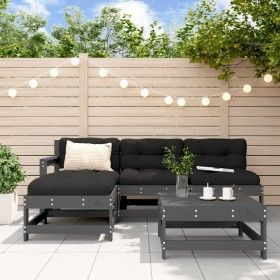5-teiliges Gartenmöbel-Set und graue Massivholzkissen von vidaXL, Gartensets - Ref: Foro24-3186062, Preis: 439,25 €, Rabatt: %