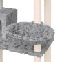 Rascador para gatos con postes de sisal gris claro 131 cm