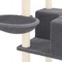 Rascador para gatos con postes de sisal gris oscuro 167 cm