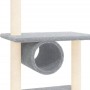 Rascador para gatos con postes de sisal gris claro 279 cm