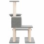 Rascador para gatos con postes de sisal gris claro 94,5 cm