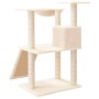 Rascador para gatos con postes de sisal color crema 83 cm