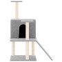 Rascador para gatos con postes de sisal gris claro 109 cm