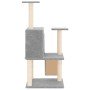 Rascador para gatos con postes de sisal gris claro 109 cm