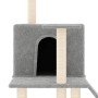 Rascador para gatos con postes de sisal gris claro 109 cm