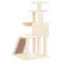 Rascador para gatos con postes de sisal crema 94 cm