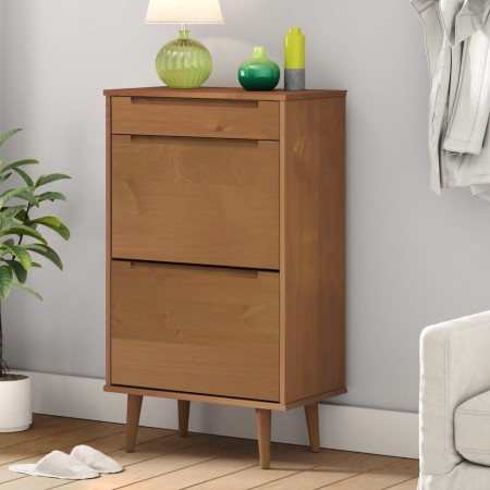 Zapatero MOLDE madera maciza de pino marrón 59,5x35x103 cm