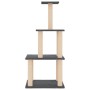 Rascador para gatos con postes de sisal gris oscuro 111 cm