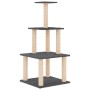 Rascador para gatos con postes de sisal gris oscuro 111 cm