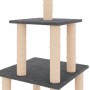 Rascador para gatos con postes de sisal gris oscuro 111 cm