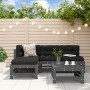 5-teiliges Gartenmöbel-Set und graue Massivholzkissen von vidaXL, Gartensets - Ref: Foro24-3186069, Preis: 492,05 €, Rabatt: %