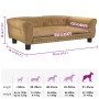Cama para perros de terciopelo marrón 95x55x30 cm