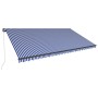 Toldo retráctil manual con luz LED azul y blanco 600x300 cm
