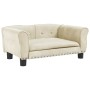 Cama para perros de terciopelo crema 70x45x30 cm