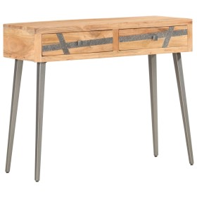 Mesa consola de madera maciza de acacia 90x30x75 cm