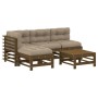 Garden furniture set 5 pieces and honey brown solid wood cushions by vidaXL, Garden sets - Ref: Foro24-3186070, Price: 498,77...