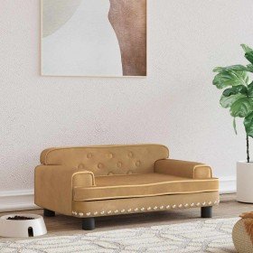Cama para perros de terciopelo marrón 70x45x30 cm