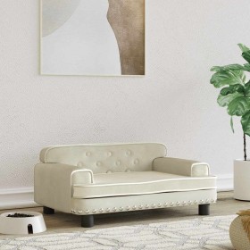 Cama para perros de terciopelo crema 70x45x30 cm